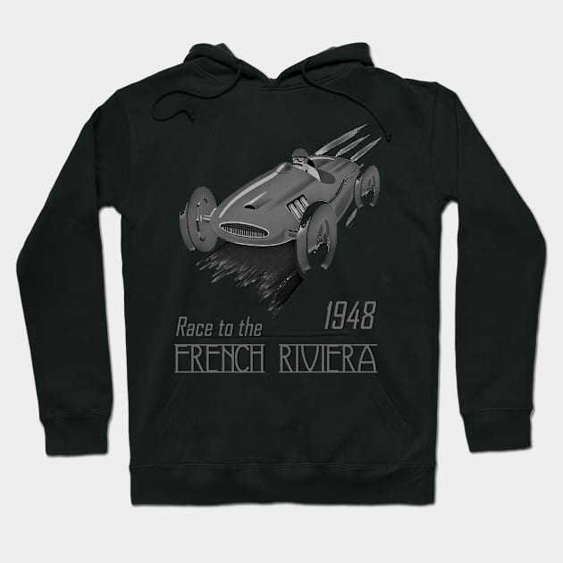 Vintage Race Car-French Riviera-1948 Hoodie by WickedNiceTees